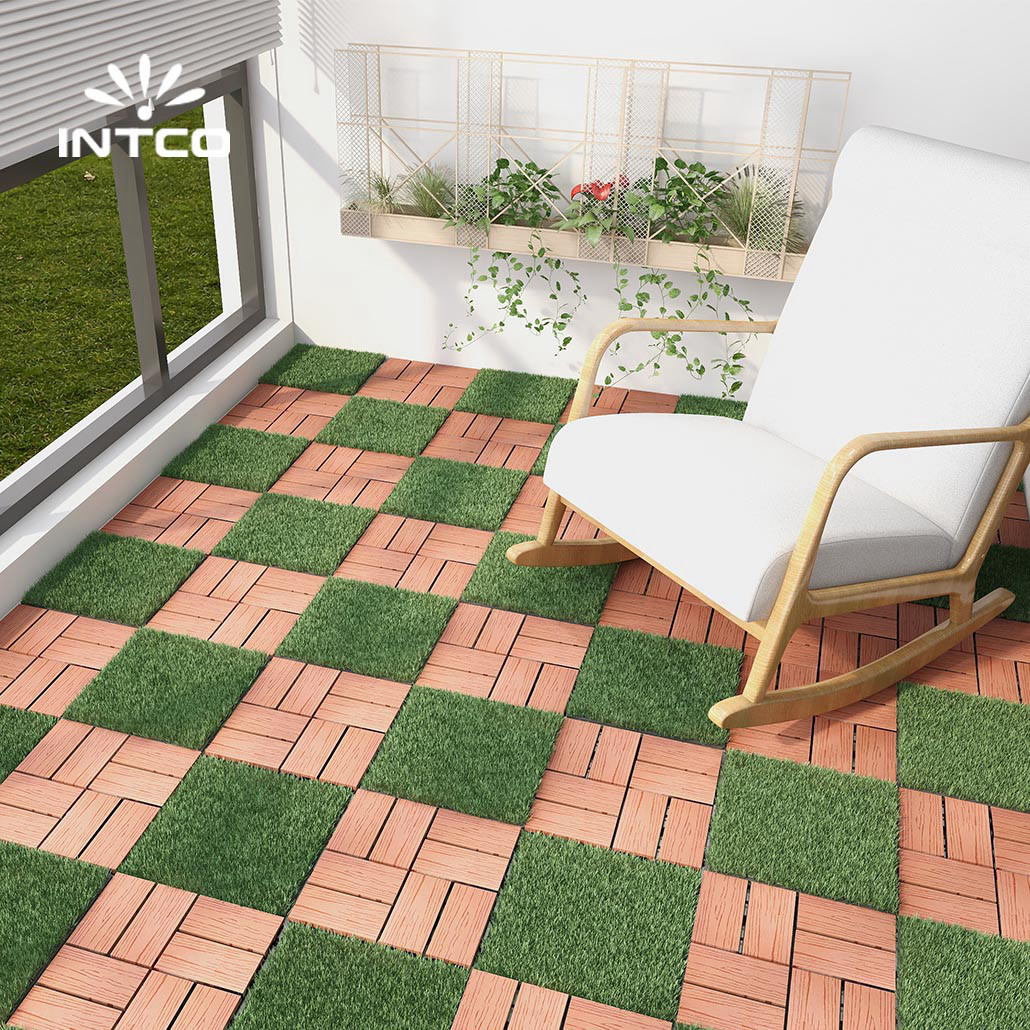 The green grass deck tiles are great for patio, office, house decoration, garden, kindergarten, roof, balcony, swimming pool, entrance and pet dog area , etc.