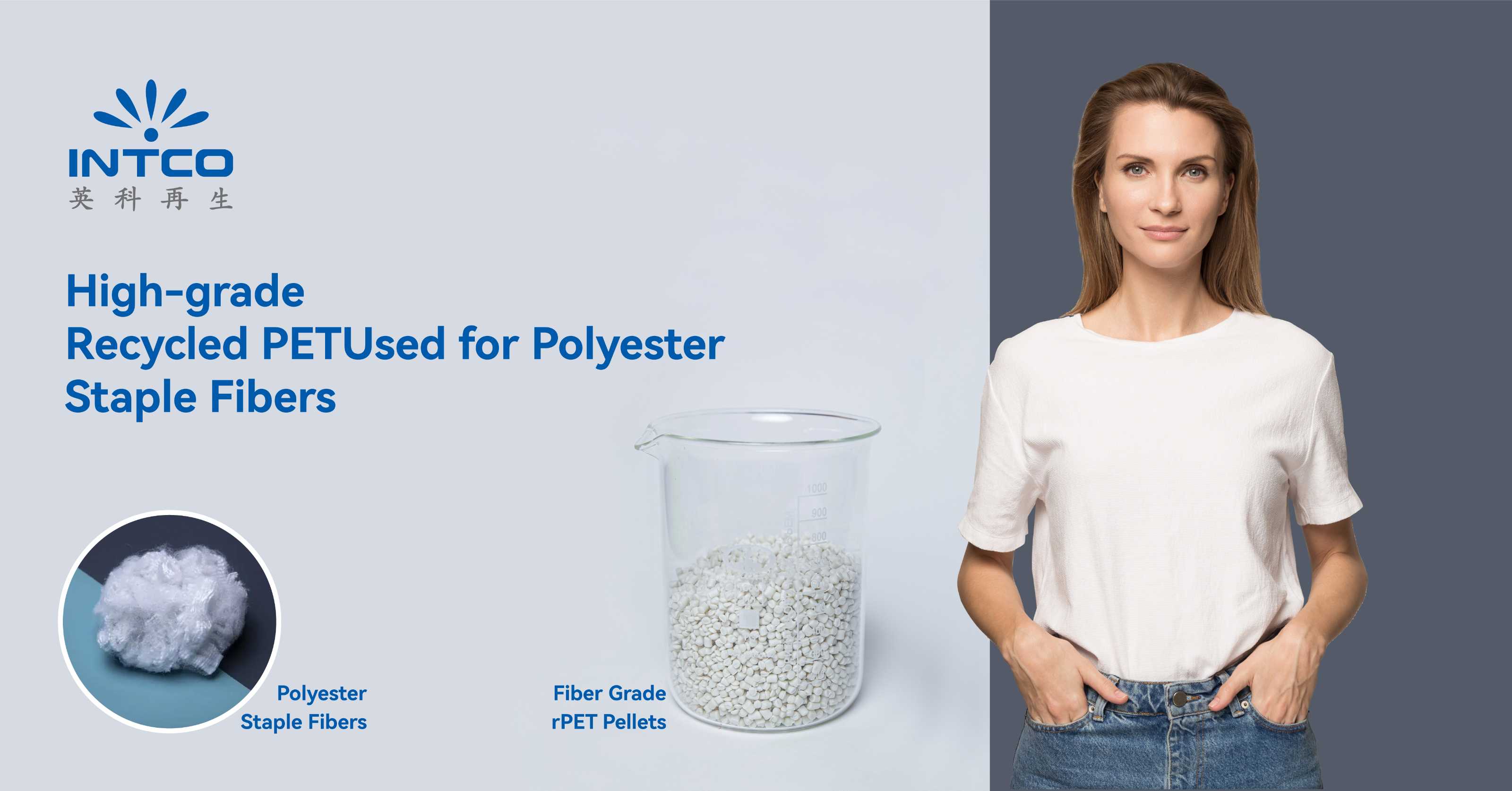 Polyester staple fibers produced from 100% recycled PET